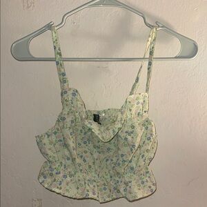H&M Floral Print Crop Cami Top in Light Yellow